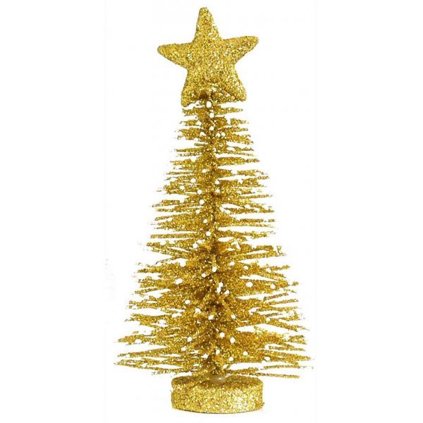 Χριστουγεννιάτικο Επιτραπέζιο Δεντράκι με Αστέρι, Χρυσό (12cm)